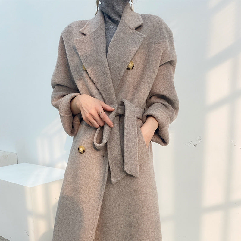 Cashmere Coat Women's Autumn and Winter New Mid length Double sided Wool Coat 95% Pure Wool Mixed Wool Coat