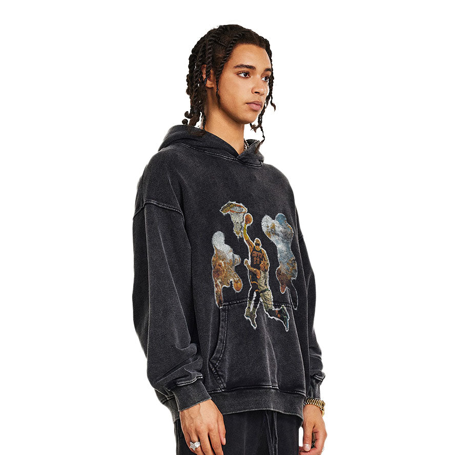 Autumn and winter loose sports uniform hooded pullover sweatshirt for men with digital print sweatshirt