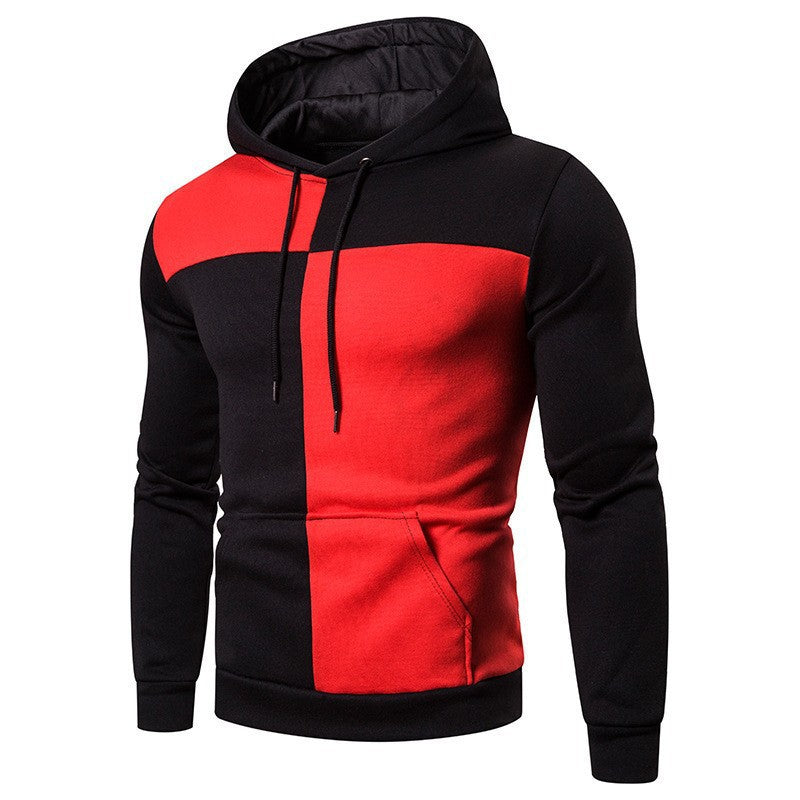 Autumn and winter men's casual hooded sweatshirt jacket men's color block sweatshirt men's clothing