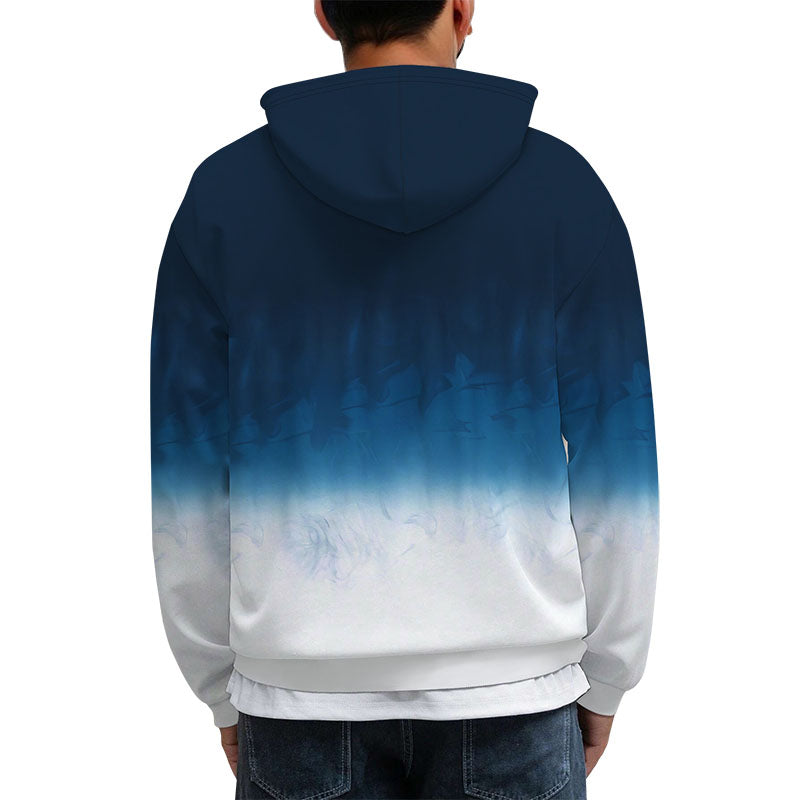 Long Men's Sweatshirt Gradient Digital Print Hooded Sweatshirt