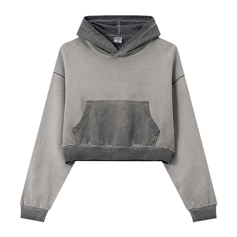 fashion short high waist slim fit reverse bottom stir fried hooded pocket casual dragon sleep top