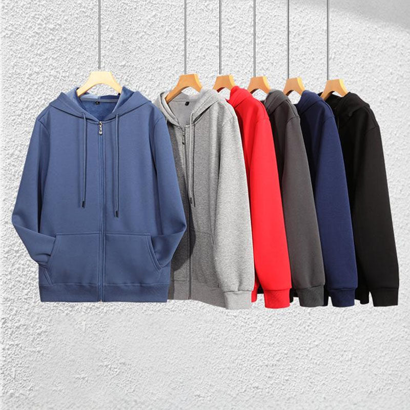 420g plus-size zipper hoodie men's street trend autumn winter plus fleece thickened cardigan coat