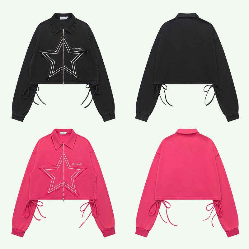 Women's Casual Patch Embroidery New Couple Loose Cardigan Long Sleeve Sweater