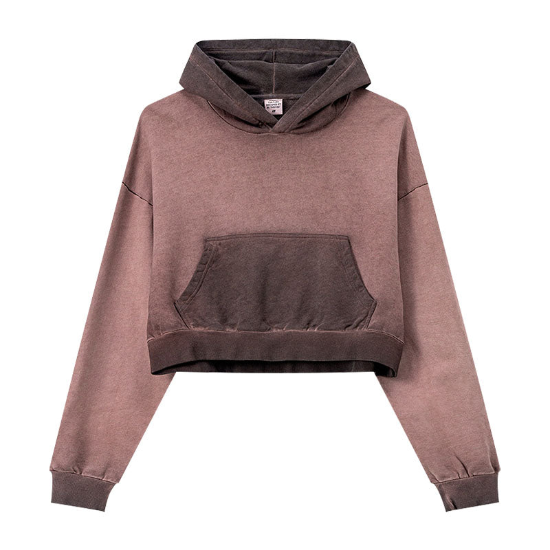 fashion short high waist slim fit reverse bottom stir fried hooded pocket casual dragon sleep top