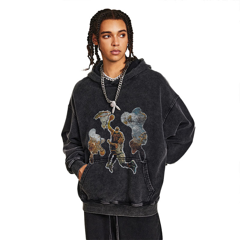 Autumn and winter loose sports uniform hooded pullover sweatshirt for men with digital print sweatshirt