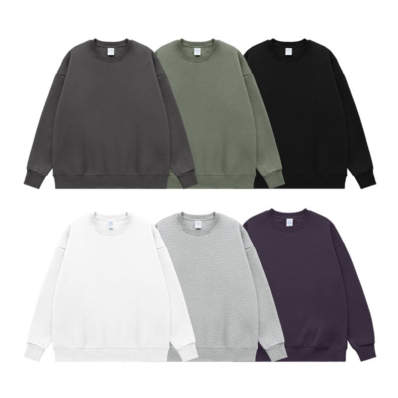 Men's autumn and winter sweatshirt 350G plus velvet loose round neck sweatshirt men'