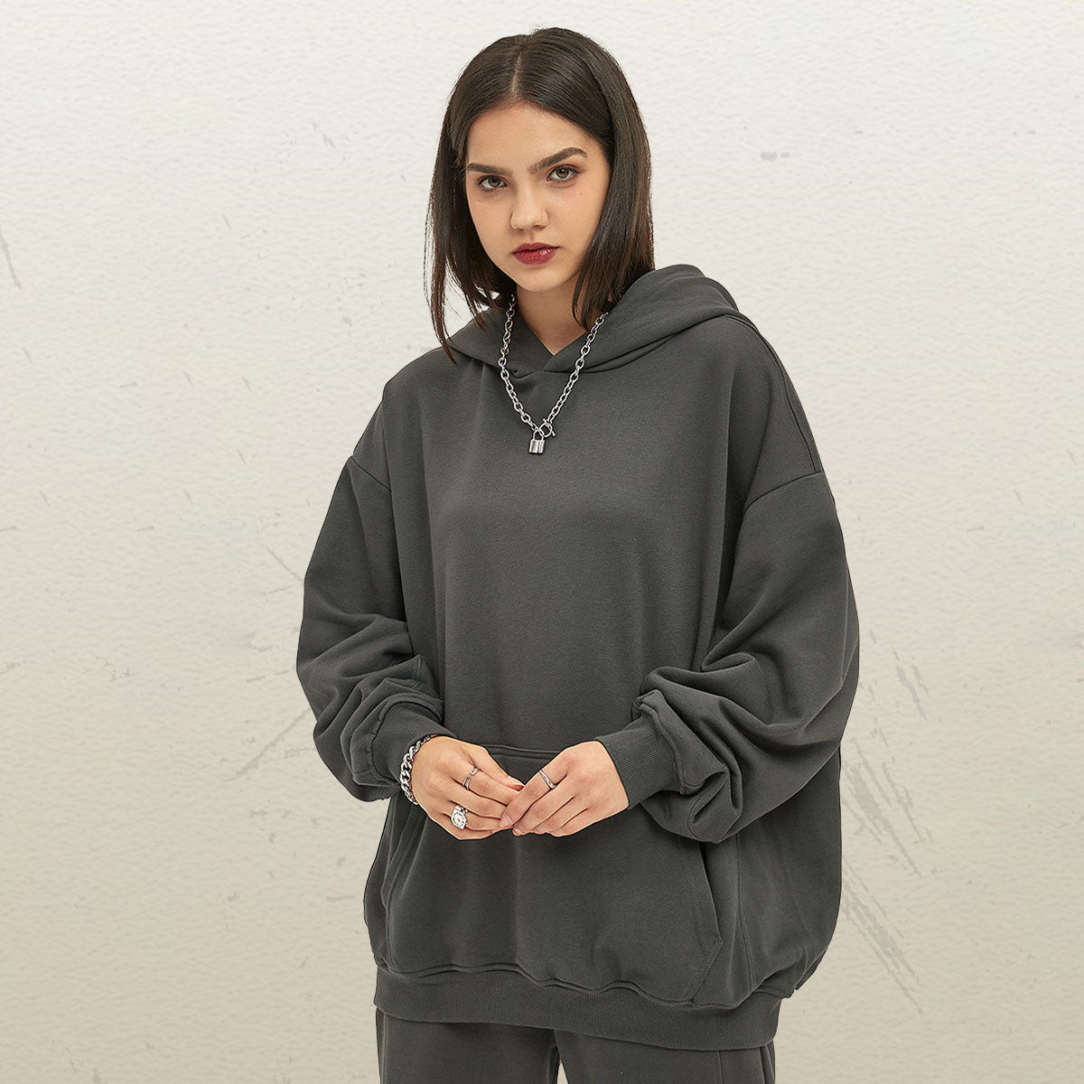 Women's Half Zip Long Sleeve Hoodie Retro Loose Zip Drawstring Hooded Sweatshirt Set