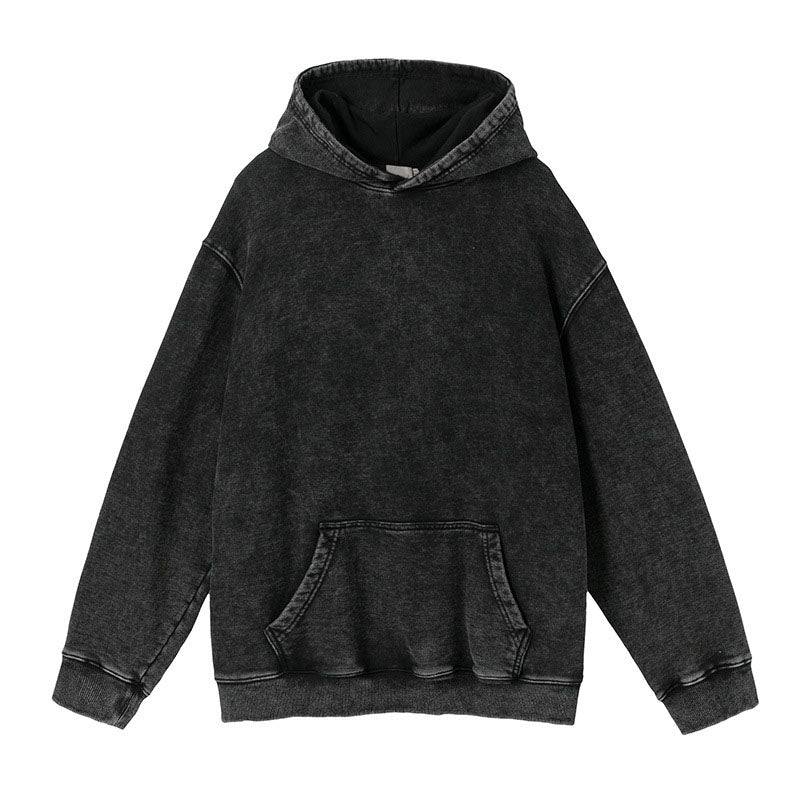 Autumn and winter new fried color wash water to do old hooded hoodie high street street original loose pure cotton hoodie