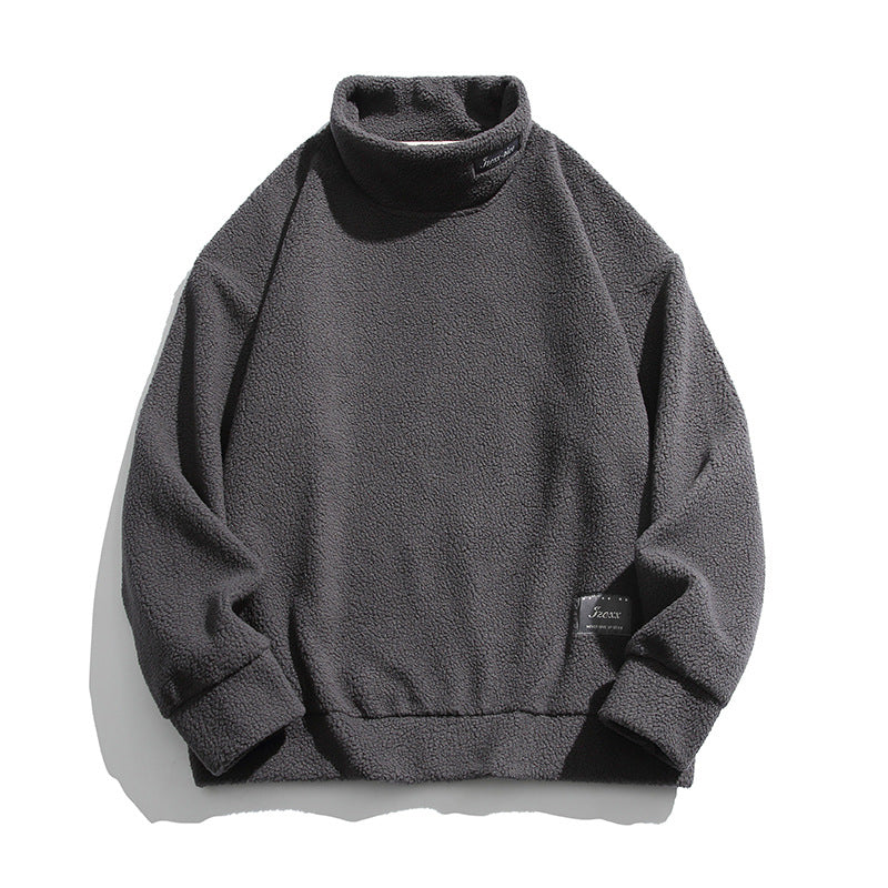 Retro Style Warm Solid Color Polar Fleece Sweatshirt