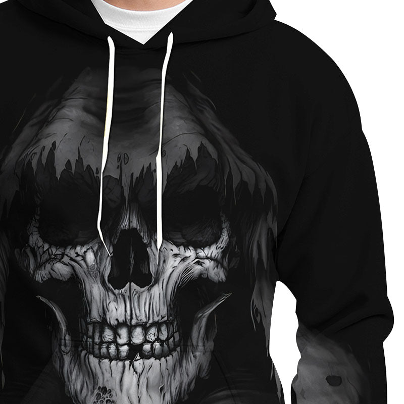 Men's Skull Printed Hoodie Novelty Graphic Sweatshirt Pullover Hoodie