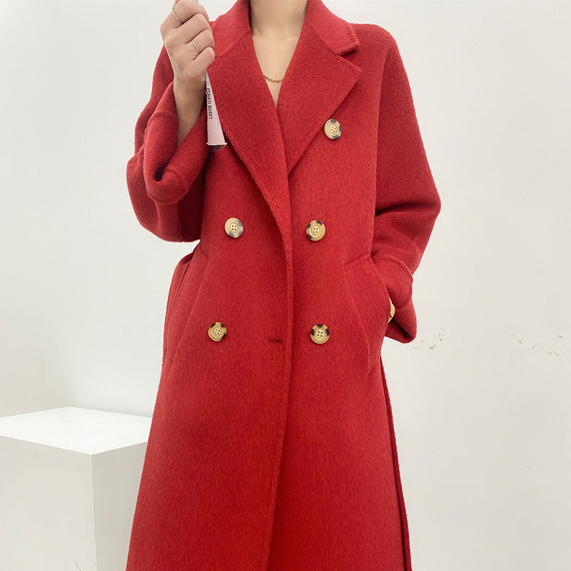 Cashmere Coat Women's Autumn and Winter New Mid length Double sided Wool Coat 95% Pure Wool Mixed Wool Coat