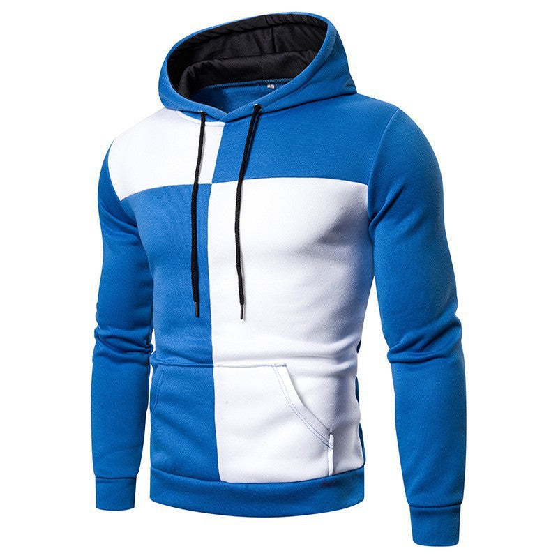 Autumn and winter men's casual hooded sweatshirt jacket men's color block sweatshirt men's clothing