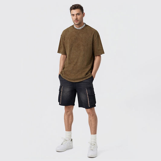 Heavy vintage washed short-sleeved men's T-shirt
