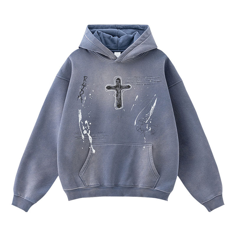 Men's autumn fashion trend couple wear paint dot hooded sweatshirt for men