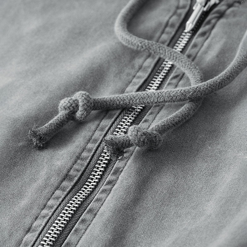 Lightweight Zip Through Hoodie with Printed Logo