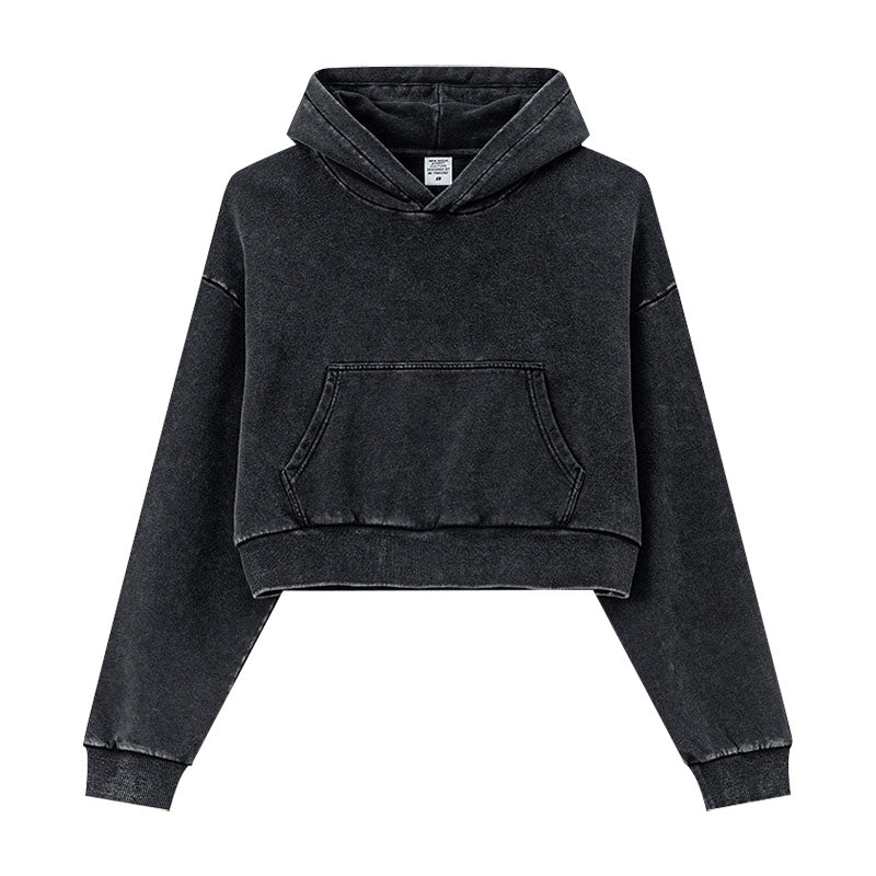 fashion short high waist slim fit reverse bottom stir fried hooded pocket casual dragon sleep top