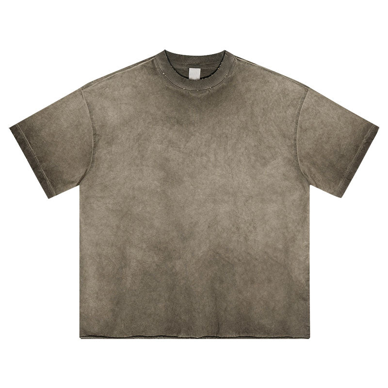 Summer loose men's t-shirt washed distressed short-sleeved t-shirt for men