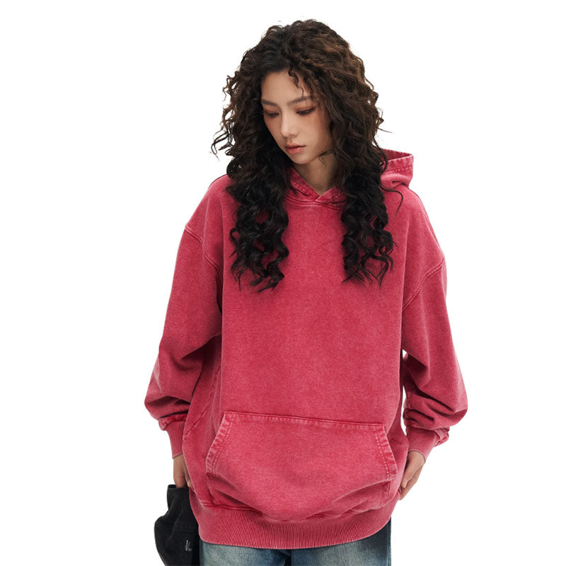 Autumn new trend retro wash water heavy hoodie loose 425g all-match hoodie men and women the same