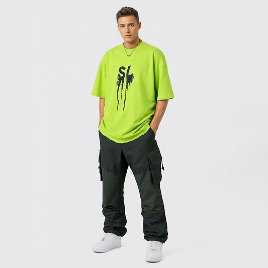 Stone letter print solid color short sleeve T-shirt for men