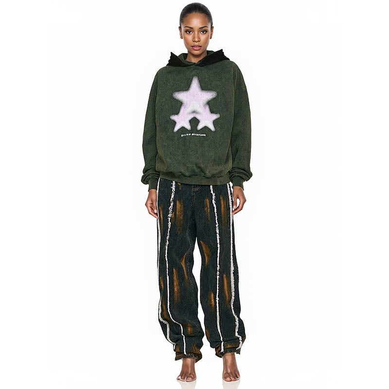 Men's celebrity and slogan drop shoulder hoodie