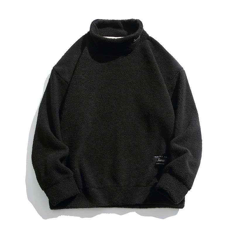 Retro Style Warm Solid Color Polar Fleece Sweatshirt