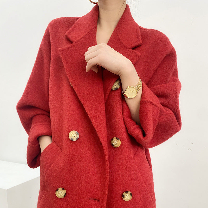 Cashmere Coat Women's Autumn and Winter New Mid length Double sided Wool Coat 95% Pure Wool Mixed Wool Coat