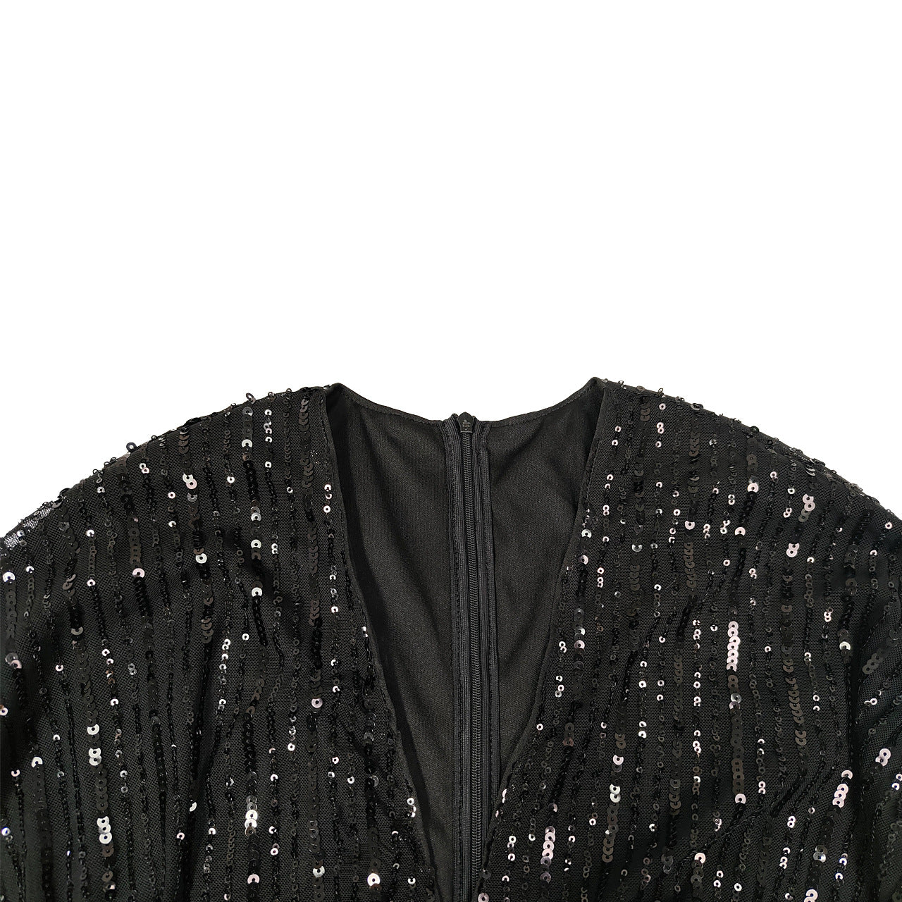 Women's dress sequined long-sleeved V-neck sexy sequined long dress