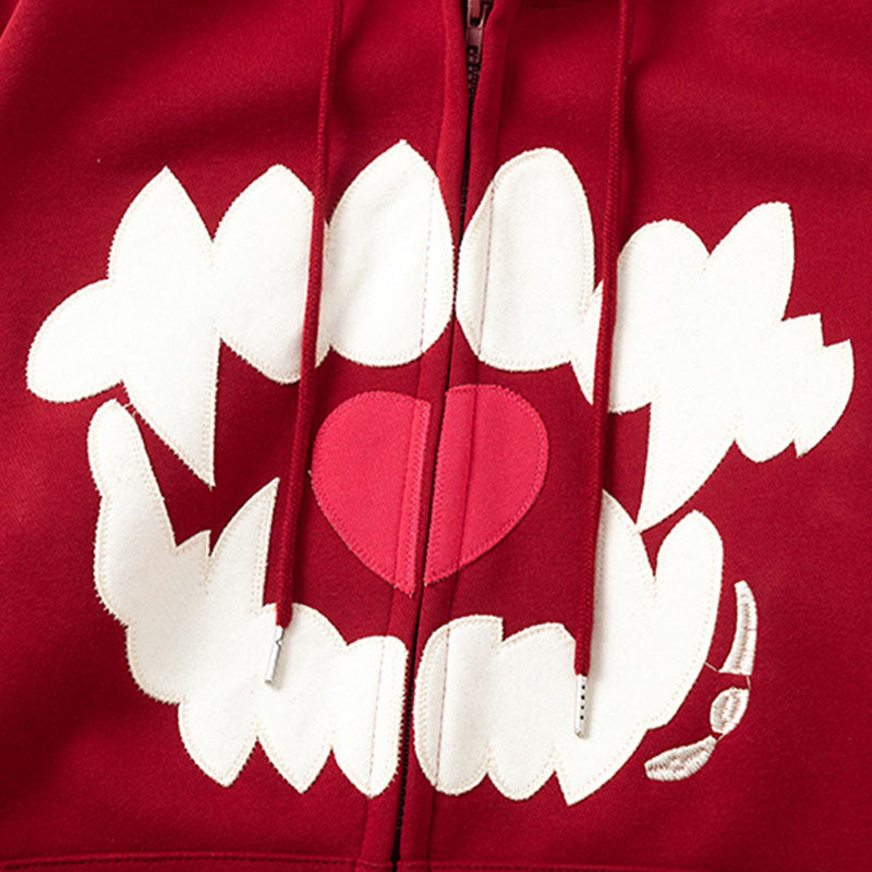 Patch Love Hooded Sweatshirt Internet Celebrity Couple Hoodies College Style Loose Jacket Men