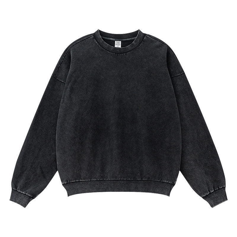 report item Autumn worn looking washed-out  vibe round neck sweater men's long-sleeve shirt