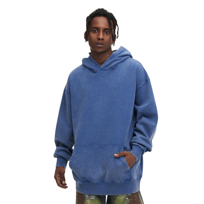 Autumn new trend retro wash water heavy hoodie loose 425g all-match hoodie men and women the same