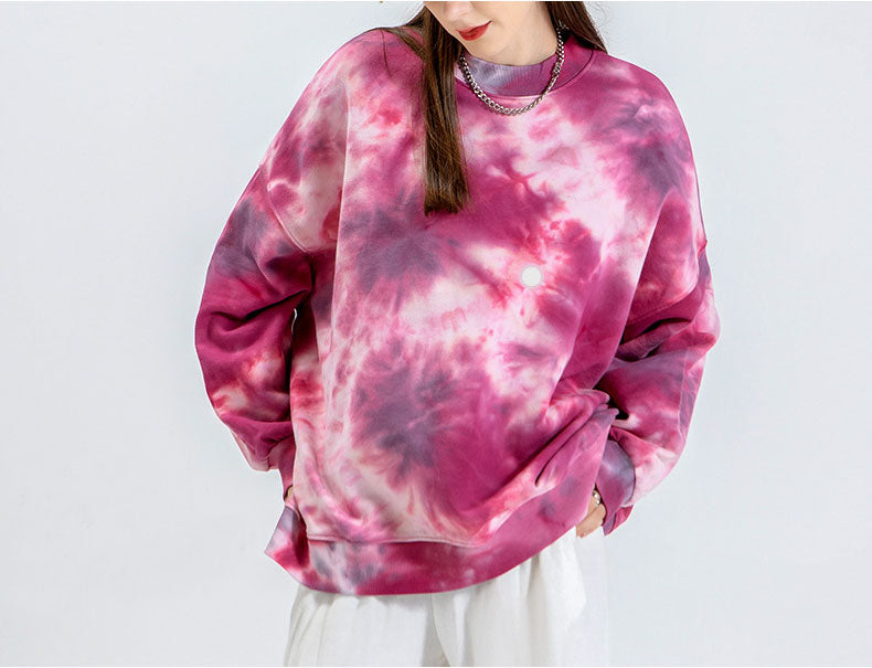 Tie Dye Boys Girls Sweatshirt Round Neck Pink Pullover Long Sleeve Sweatshirt