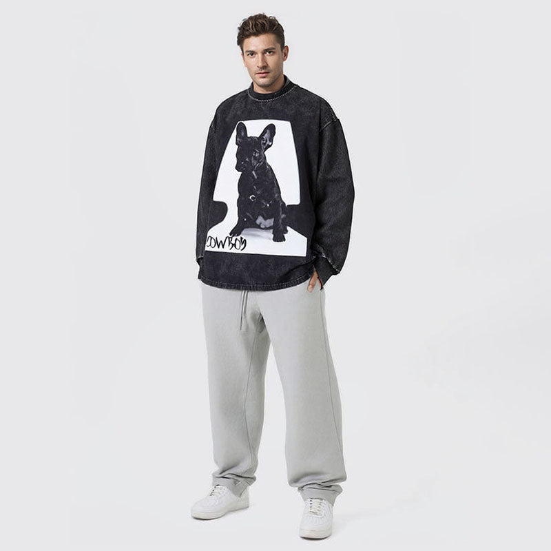 Trendy T-shirts for men and women printed heavy cotton couples autumn and winter long-sleeved T-shirts