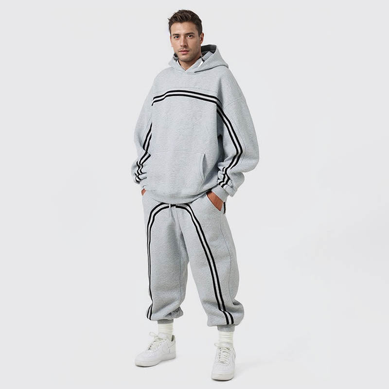 Autumn and winter European and American high street retro washed hooded sweatshirt plus velvet sports men's sweatshirt