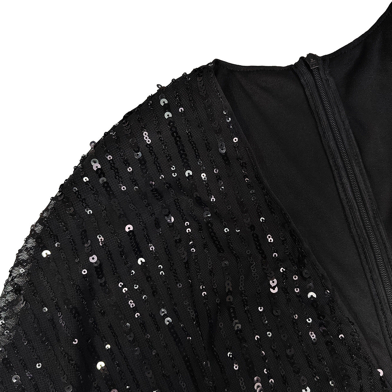 Women's dress sequined long-sleeved V-neck sexy sequined long dress