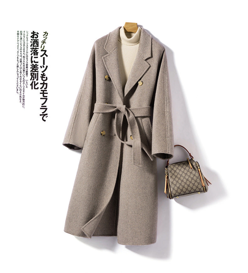 Cashmere Coat Women's Autumn and Winter New Mid length Double sided Wool Coat 95% Pure Wool Mixed Wool Coat