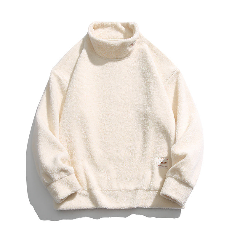 Retro Style Warm Solid Color Polar Fleece Sweatshirt