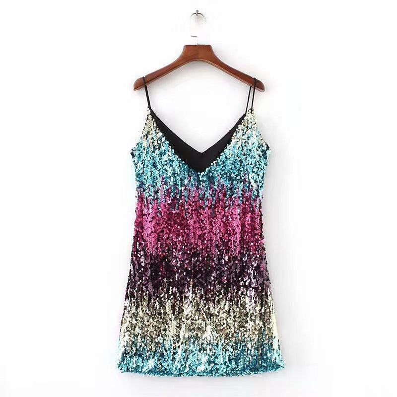 Fashionista Silver/Black Sparkle Sequin Sleeveless Party Dress