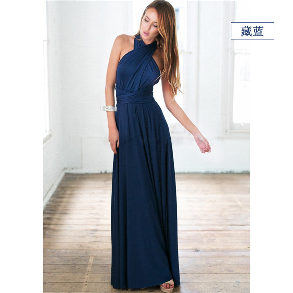 Formal Dress Women Elegant Evening Long Deep V Halter Dress Wedding Party Dress